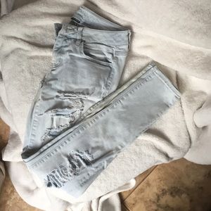 Low rise washed out super stretch denim EUC